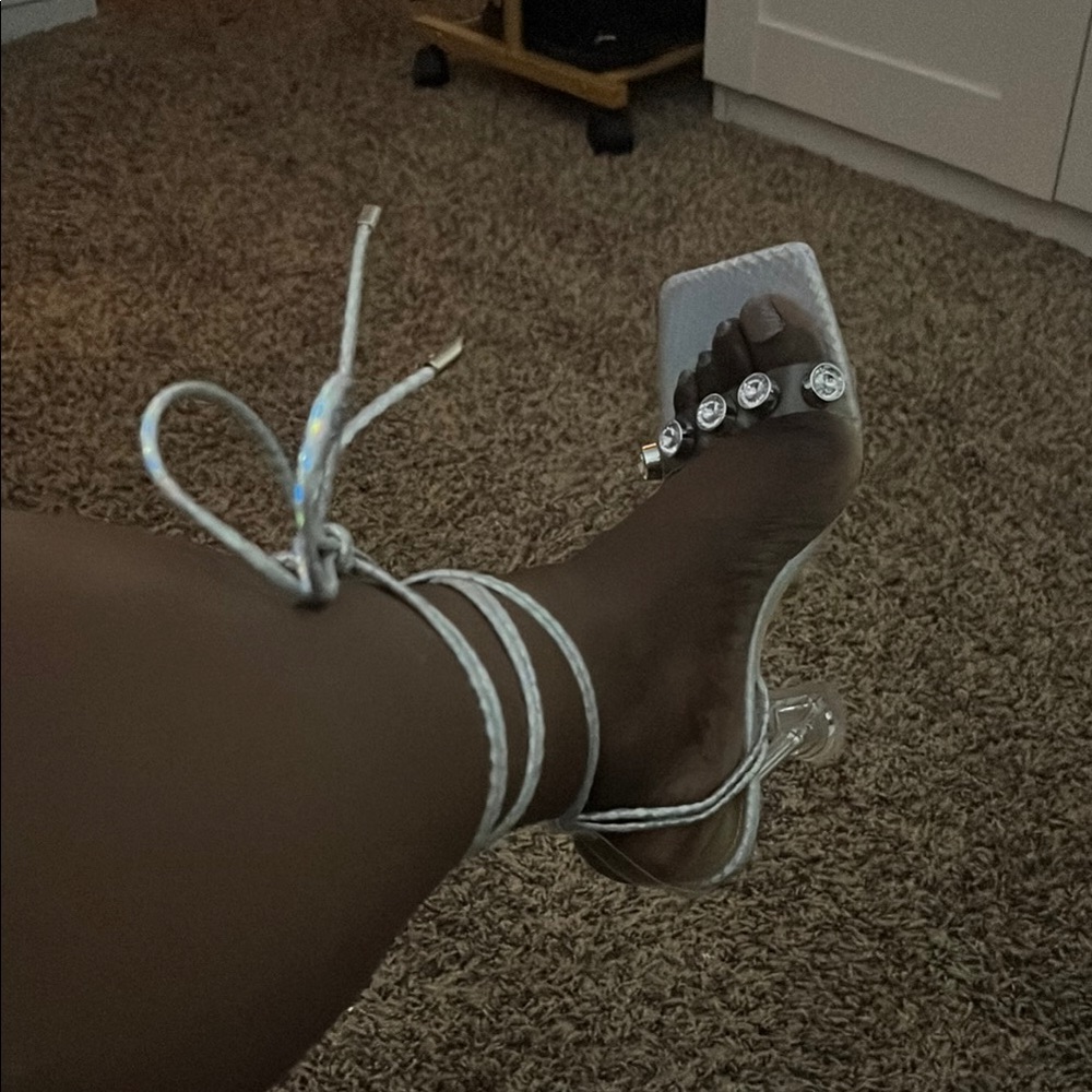 Elegant Silver Strappy Heels